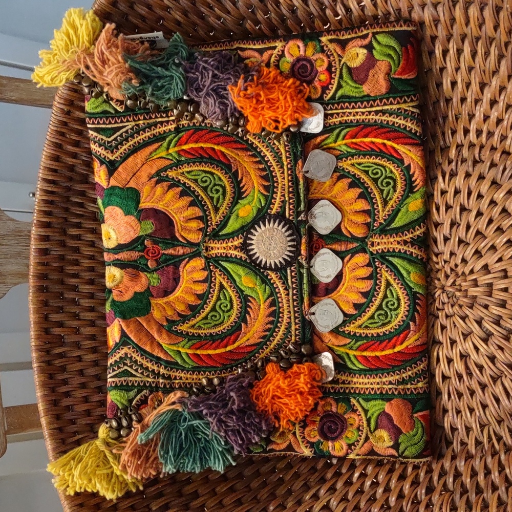 Changnoi handcrafted Thai embroidered clutch
